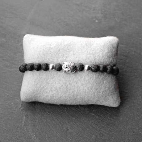 Buddha • Lavaperlen | Armband silber | Geschenkidee