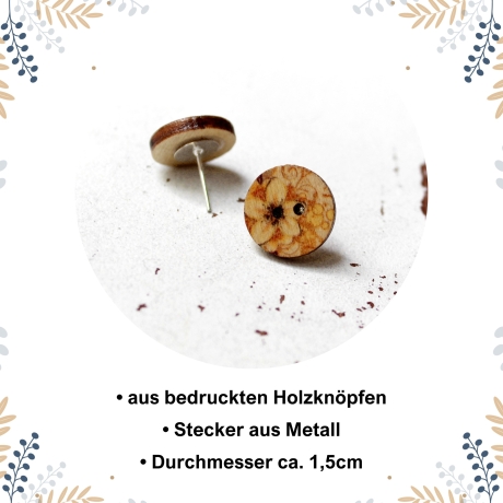 Ohrstecker Herbstblüte • Ohrringe Holz | Ohrschmuck | Knopf