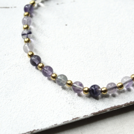 Fußkettchen mit Perlen Fluorit & Messing | Sommer | Strand