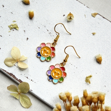 bunte Blumen Ohrringe Happy Flower • Ohrhänger | Ohrschmuck