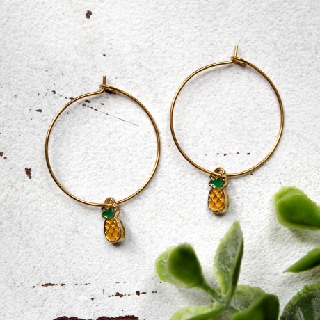 Ananas • Creolen | Ohrschmuck | Ohrringe | Sommer