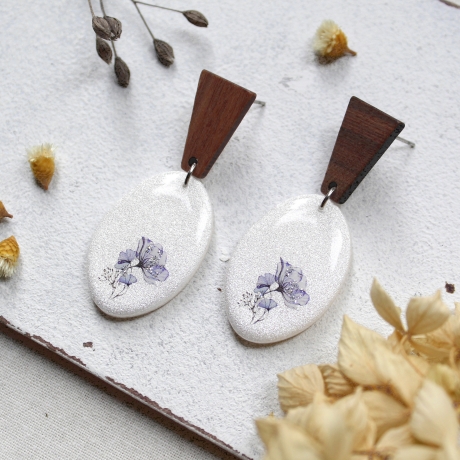 Ohrringe mit Blumen aus Polymer Clay • Ohrschmuck | Ohrhänger