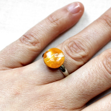 Ring mit Cabochon aus Polymer Clay | Fingerring | Steinoptik