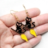 Katze auf Besen • Ohrringe gold | Ohrschmuck | Halloween