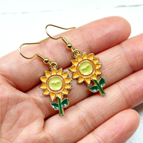 Ohrringe Sonnenblumen • Ohrhänger | Ohrschmuck | Sommer