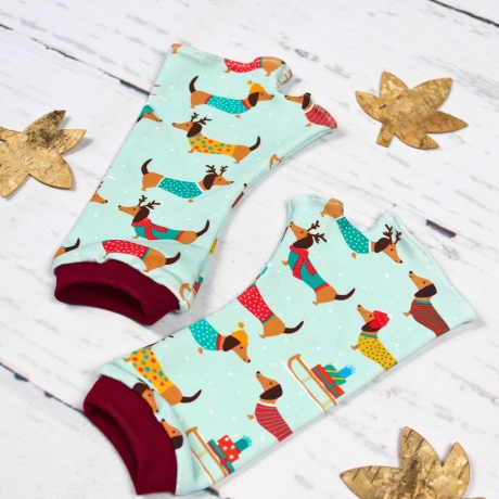 Armstulpen mit Daumenloch aus Sommersweat ~ Weihnachtsdackel