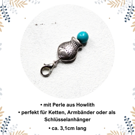 Charm Anhänger mit Karabiner • kleiner Fisch