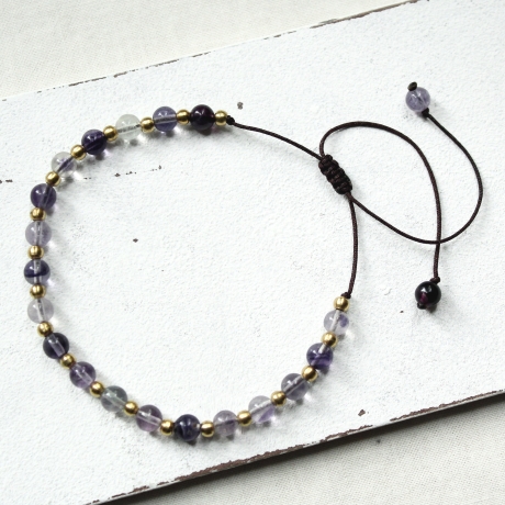 Fußkettchen mit Perlen Fluorit & Messing | Sommer | Strand