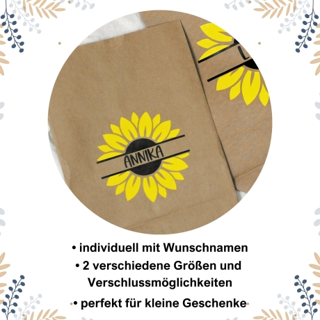 personalisierte Geschenktüte mit Sonnenblume ~ Papiertüten