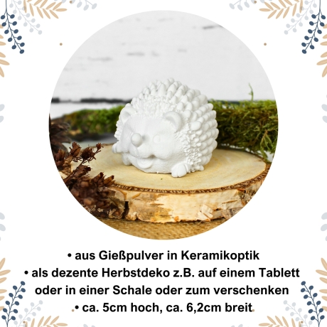 kleiner Igel aus Gießpulver ~ Herbstdeko | Deko Herbst