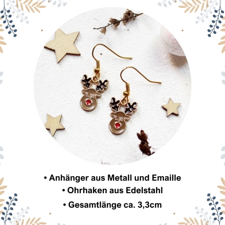 Weihnachtliche Ohrringe Rentiere • Ohrhänger | Ohrschmuck