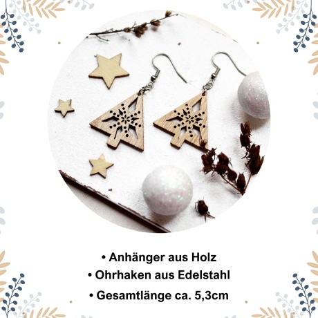 Ohrringe Tannenbaum • Ohrhänger Holz | Ohrschmuck |Weihnachten
