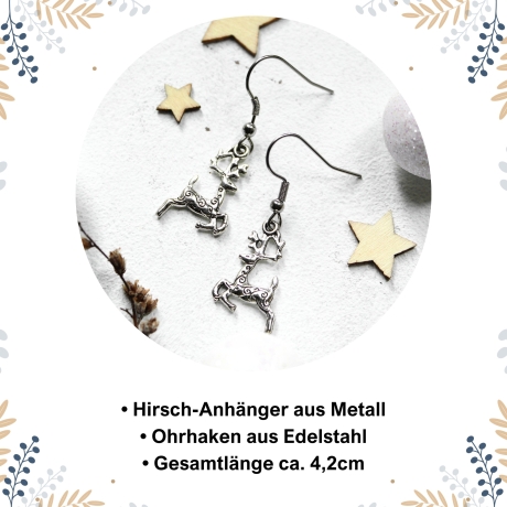 Weihnachtliche Ohrringe Hirsch • Ohrhänger | Ohrschmuck