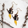 Katze auf Besen • Ohrringe gold | Ohrschmuck | Halloween