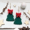 Ohrringe Tannenbaum mit Schleife • Creolen Polymer Clay