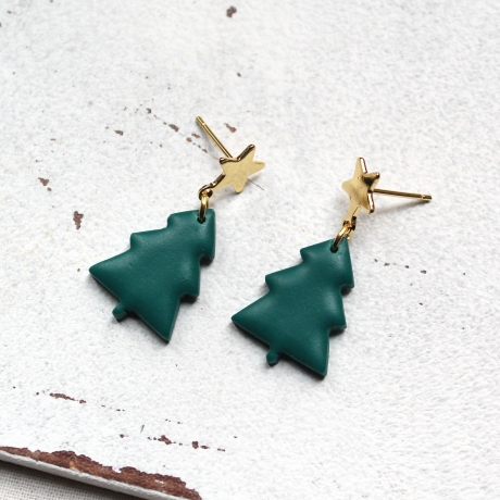 Ohrringe kleiner Tannenbaum • Ohrhänger Polymer Clay |Ohrschmuck