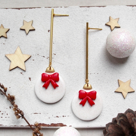 Ohrringe Weihnachtskugeln • Ohrhänger Polymer Clay | Ohrschmuck