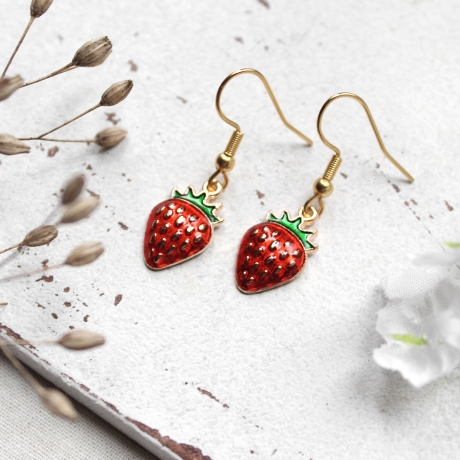 Ohrringe Erdbeeren • Ohrschmuck | Ohrhänger | Frucht | Obst