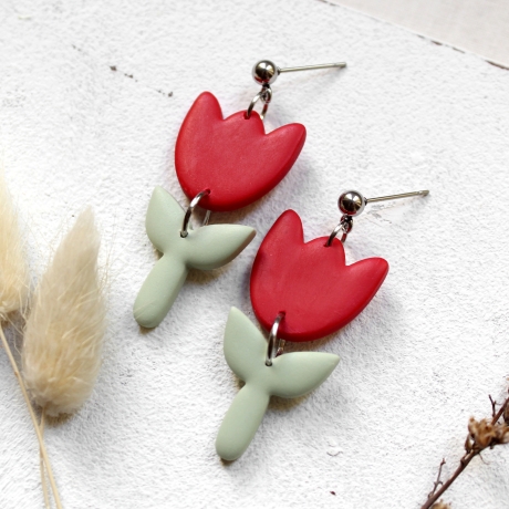 Tulpen Ohrringe aus Polymer Clay • Ohrschmuck | Blumen