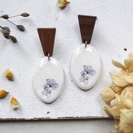 Ohrringe mit Blumen aus Polymer Clay • Ohrschmuck | Ohrhänger