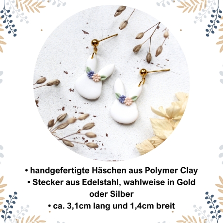 Ohrringe Boho Hase aus Polymer Clay • Ohrschmuck
