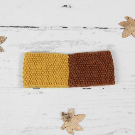 Gestricktes Stirnband Zweifarbig mit Perlmuster ~ Herbst Winter