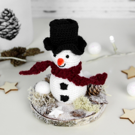 gehäkelter Deko Schneemann ~ Weihnachtsdekoration | Winterdeko