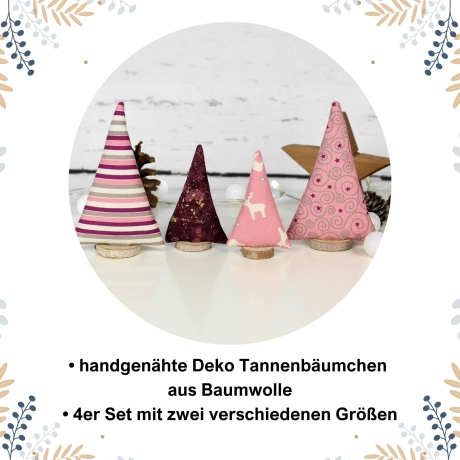 4er Set kleine Deko Tannenbäume aus Stoff ~ Weihnachtsdekoration