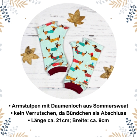 Armstulpen mit Daumenloch aus Sommersweat ~ Weihnachtsdackel