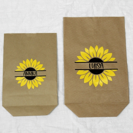 personalisierte Geschenktüte mit Sonnenblume ~ Papiertüten