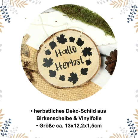 Holzschild Hallo Herbst ~ Baumscheibe | Herbstdeko | Schild