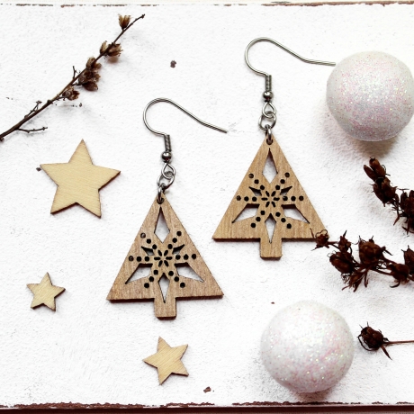 Ohrringe Tannenbaum • Ohrhänger Holz | Ohrschmuck |Weihnachten