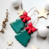 Ohrringe Tannenbaum mit Schleife • Creolen Polymer Clay