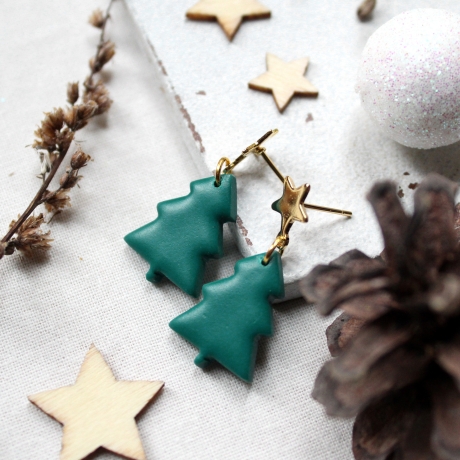 Ohrringe kleiner Tannenbaum • Ohrhänger Polymer Clay |Ohrschmuck