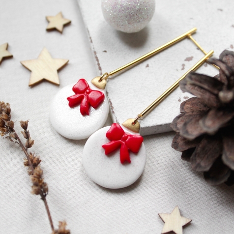 Ohrringe Weihnachtskugeln • Ohrhänger Polymer Clay | Ohrschmuck