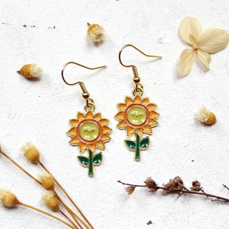 Ohrringe Sonnenblumen • Ohrhänger | Ohrschmuck | Sommer