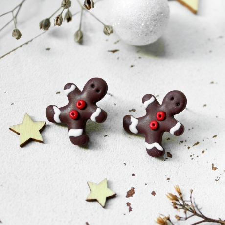 Weihnachtliche Ohrstecker Lebkuchenmann aus Polymer Clay