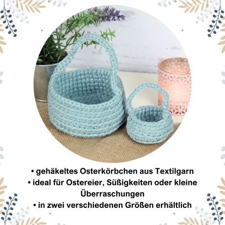 Osterkörbchen mit Henkel | Ostern | Osternest | Häkelkorb