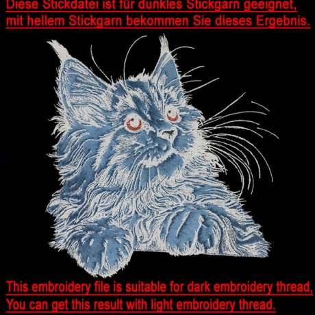 NEU Stickdatei Applikation Maine Coon Katze Kiss 