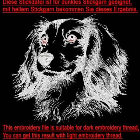 Stickdatei Langhaar Dackel Dana  Hund realistisch