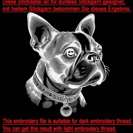 Stickdatei Boston Terrier Ignaz Hund realistisch