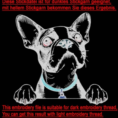 NEU Stickdatei Boston Terrier Kylo Hund realistisch