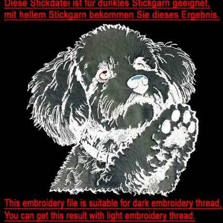 NEU Stickdatei Applikation Pudel Farly 