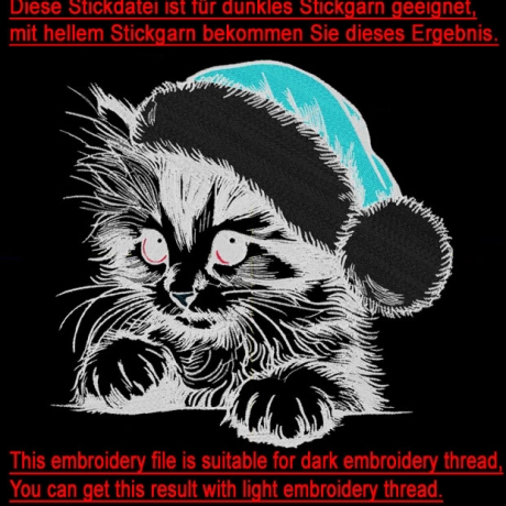 NEU Stickdatei Katze mit Weihnachtsmütze Ria Kitten
