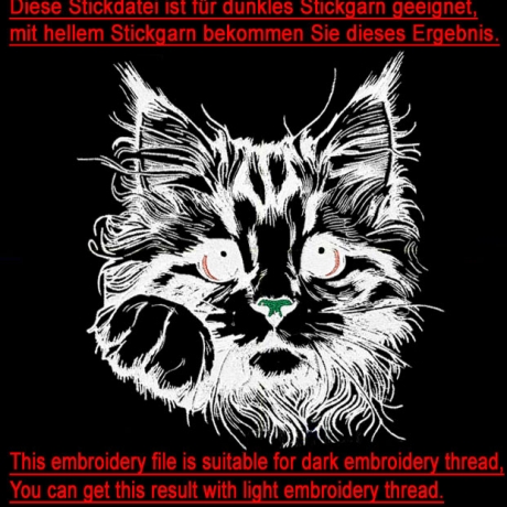 NEU Stickdatei Maine Coon Katze Tabby realistisch