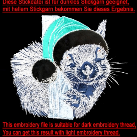 NEU Stickdatei Eichhörnchen Weihnachtsmütze Britta 