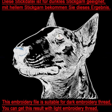 Neu Stickdatei Bullterrier Chiquita Hund realistisch