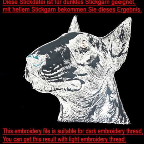NEU Stickdatei Applikation Bullterrier Chiquita