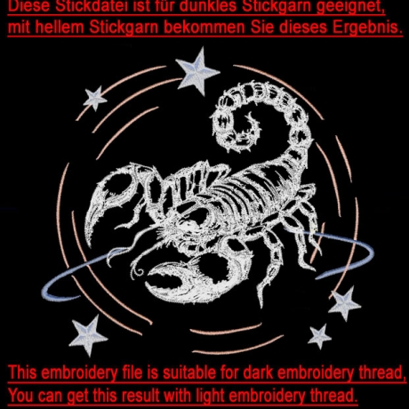 Neu Stickdatei Sternzeichen Skorpion realistisch Lunachild