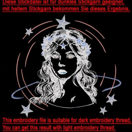 Neu Stickdatei Sternzeichen Jungfrau realistisch Lunachild